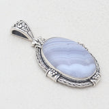 Blue Lace Agate Silver Pendants