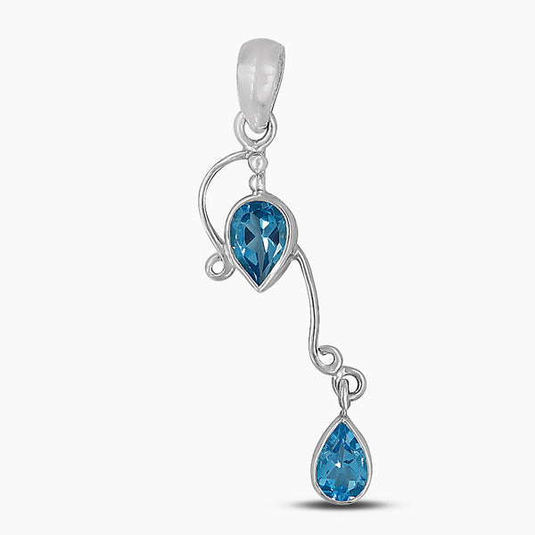 925 Sterling Silver Blue Topaz Pendants