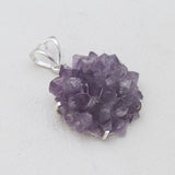 925 Silver Raw Amethyst Druzy Pendants