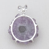 925 Silver Raw Amethyst Druzy Pendants