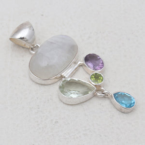 Rainbow Moonstone Silver Pendants