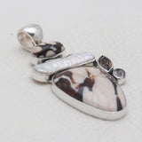 925 Silver Peanut Wood Jasper Pendants