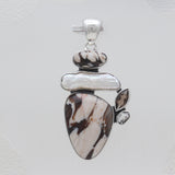 925 Silver Peanut Wood Jasper Pendants