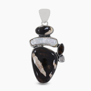 925 Silver Peanut Wood Jasper Pendants