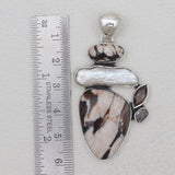 925 Silver Peanut Wood Jasper Pendants