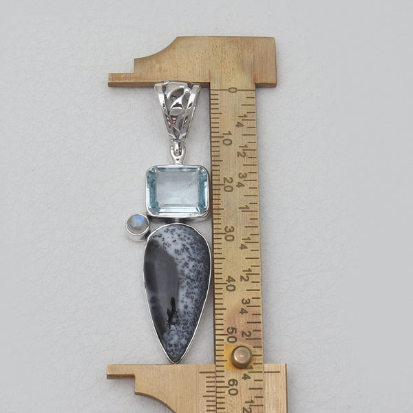 Dendritic Opal Silver Pendants