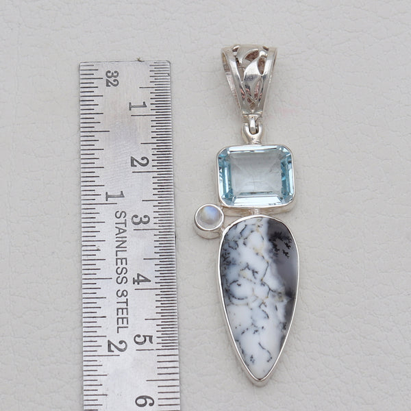 925 Silver Dendritic Opal Pendants