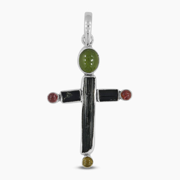 Multi Tourmaline Pencil Cross Pendants