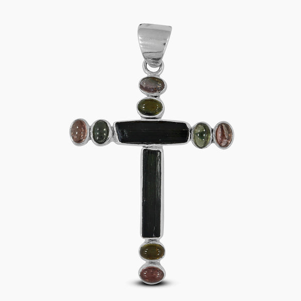 Multi Tourmaline Pencil Cross Pendants