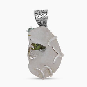 925 Sterling Silver Tourmalinated Quartz Pendants