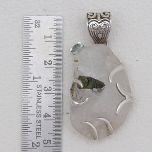 925 Sterling Silver Tourmalinated Quartz Pendants