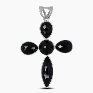 Black Onyx Holy Cross Silver Pendants