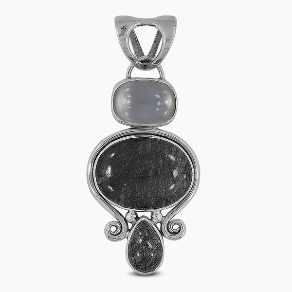 925 Silver Black Rutilated Quartz Pendants