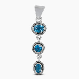 925 Silver Blue Topaz Pendants