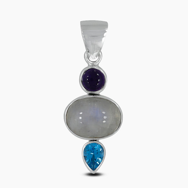 Rainbow Moonstone Silver Pendants