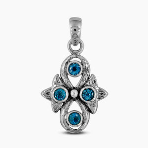 925 Sterling Silver Blue Topaz Pendants