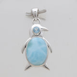 925 Sterling Silver Larimar Penguin Pendants