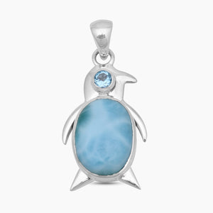 925 Sterling Silver Larimar Penguin Pendants