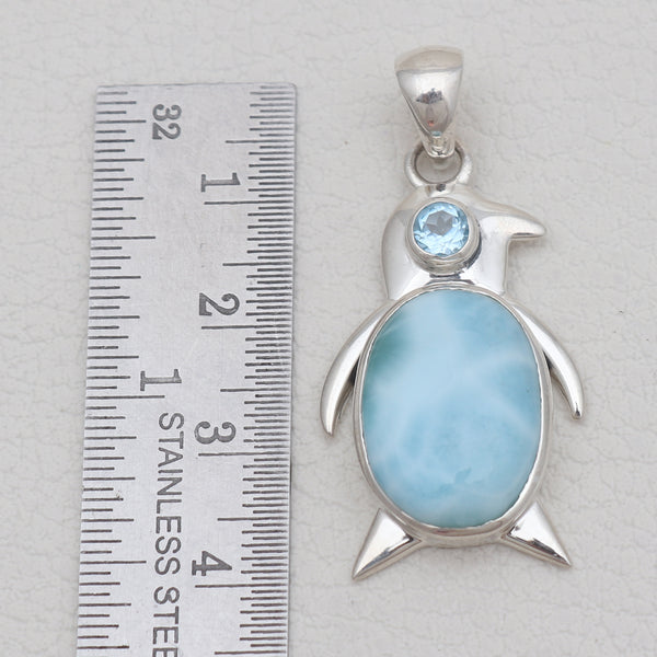 925 Sterling Silver Larimar Penguin Pendants