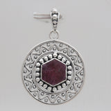 Hexagonal Cut Ruby Silver Designer Pendants