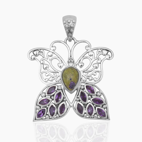 Tasmanian Serpentine Silver Butterfly Pendants