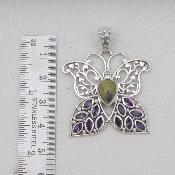 Tasmanian Serpentine Silver Butterfly Pendants