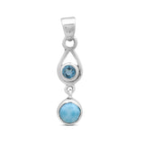 Natural Larimar Silver Pendant