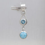 Natural Larimar Silver Pendant