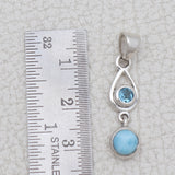 Natural Larimar Silver Pendant