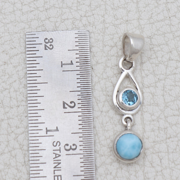 Natural Larimar Silver Pendants