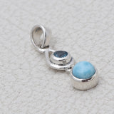 Natural Larimar Silver Pendant