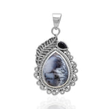 Natural Dendritic Opal Silver Pendant