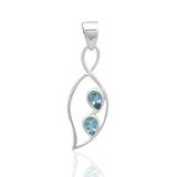 Natural Blue Topaz Silver Pendant