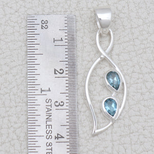 Natural Blue Topaz Silver Pendants