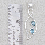 Natural Blue Topaz Silver Pendant