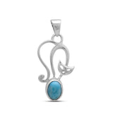 Natural Larimar Silver Pendant