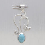 Natural Larimar Silver Pendant