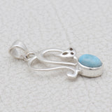 Natural Larimar Silver Pendant