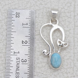 Natural Larimar Silver Pendant