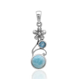 Natural Larimar Silver Pendant