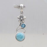 Natural Larimar Silver Pendant