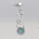 Natural Larimar Silver Pendant