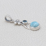 Natural Larimar Silver Pendant