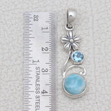 Natural Larimar Silver Pendant