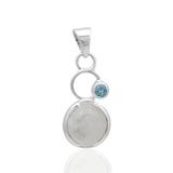 Natural Rainbow Moonstone Silver Pendant