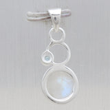 Natural Rainbow Moonstone Silver Pendant