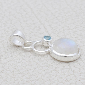 Natural Rainbow Moonstone Silver Pendants