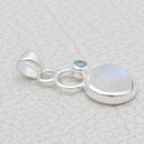 Natural Rainbow Moonstone Silver Pendant