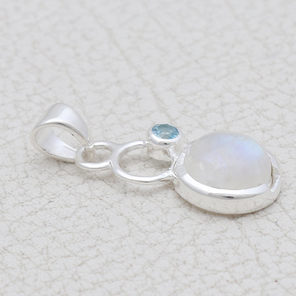 Natural Rainbow Moonstone Silver Pendants