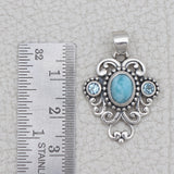 Natural Larimar Silver Pendant